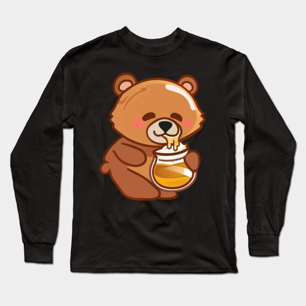 Cute Bear Eating Honey Long Sleeve T-Shirt by ARTificial42